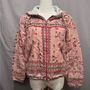 Free People Quilted Studded Bomber Hooded Jacket - S/P